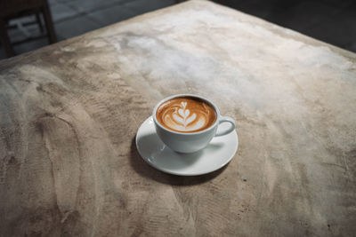 High angle view of coffee on table