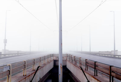 Bridge in the fog during winter