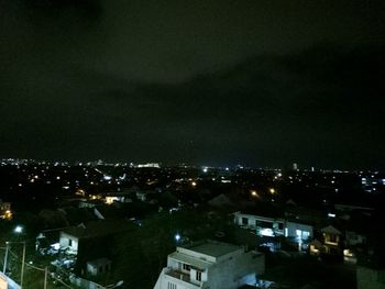 High angle shot of illuminated cityscape