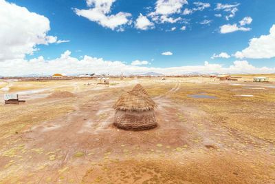 Scenic view of land against sky