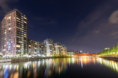 Reflection of buildings in city at waterfront