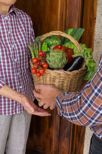 Organic bio local food delivery, zero waste, eco-friendly concept. produce from orchard in hands