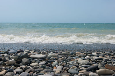 Scenic view of sea against clear sky