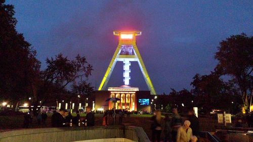 Illuminated building at night