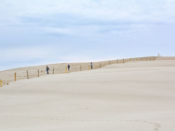 People on beach against sky