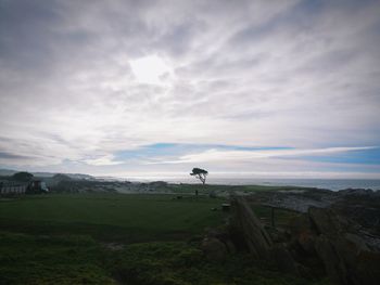 Scenic view of land against sky