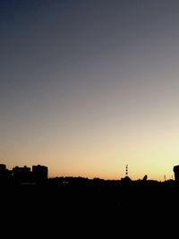 Silhouette of building at sunset