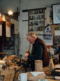 Man working at table