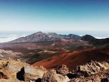 Scenic view of dramatic landscape against sky