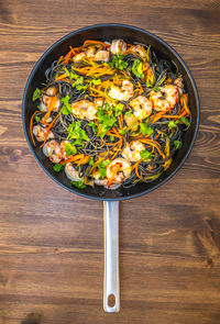 High angle view of food in bowl on table