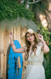 Portrait of a young woman wearing hat