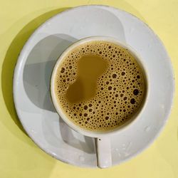 High angle view of coffee in cup