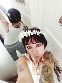 Portrait of woman at home