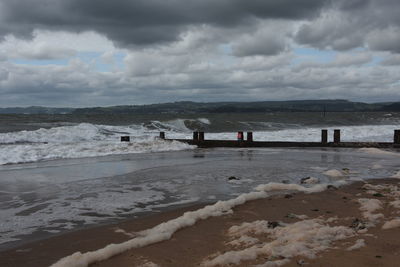 Scenic view of beach against sky