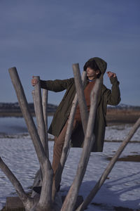 Man standing outdoors during winter