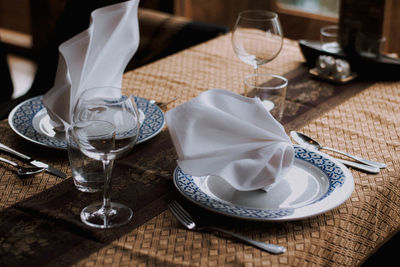 High angle view of food on table