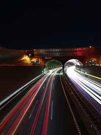 Light trails on highway at night