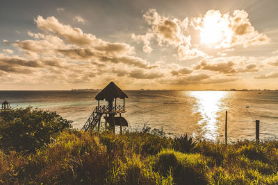 Scenic view of sea against sky during sunset
