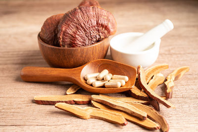 Close-up of food on table