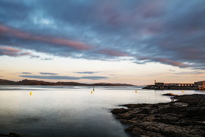 Scenic view of sea against sky at sunset