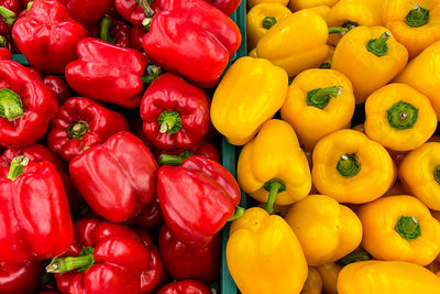 Full frame shot of bell peppers for sale at market stall