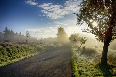 Road passing through field