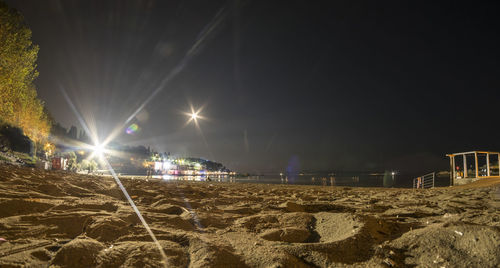 Illuminated lights at night