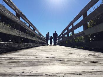 People walking on footbridge