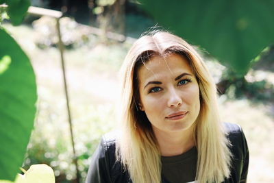 Portrait of beautiful woman with blond hair