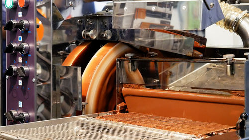 Close-up of machine in factory