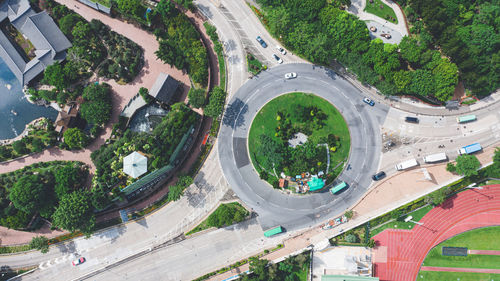 High angle view of buildings in city