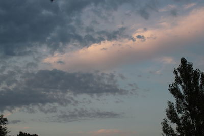 Low angle view of silhouette trees against sky at sunset