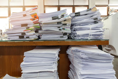 Stack of papers in office