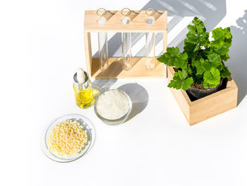 High angle view of food on table