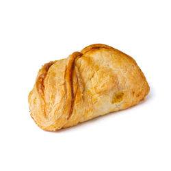 High angle view of bread against white background