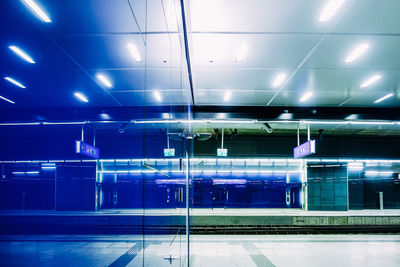 Interior of modern building at night