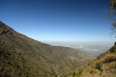 Scenic view of mountains against clear sky