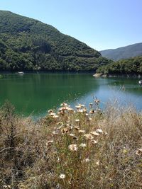 Scenic view of lake against sky