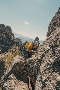 Panoramic view of rocks and mountains against sky