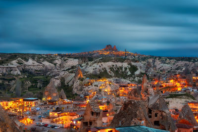 Buildings against cloudy sky