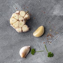 High angle view of vegetables on table