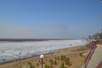 Scenic view of sea against clear sky