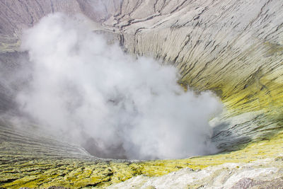 Smoke emitting from bromo volcano crater