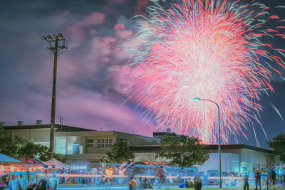 Firework display at night