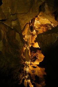 Close-up of rock formations at night