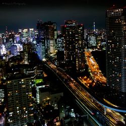 Illuminated cityscape at night