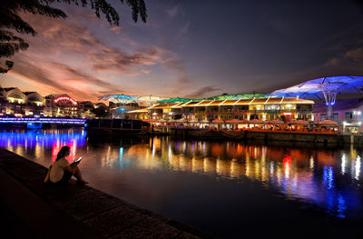 Illuminated city at night