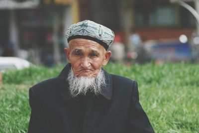 Close-up portrait of a grass