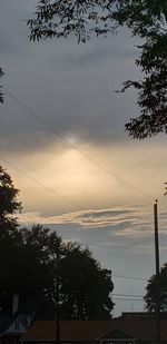 Low angle view of silhouette trees against sky at sunset