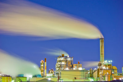 Factory night view during strong wind